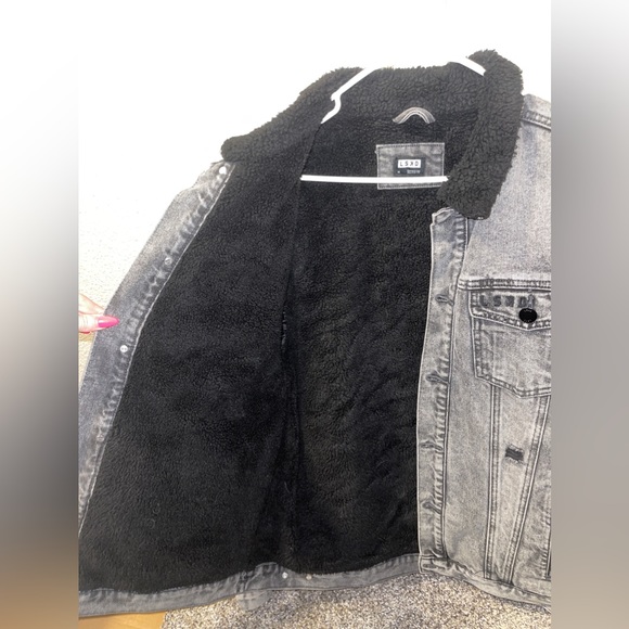 LSKD Unisex Tibetan Jacket- Grey Snow, size Medium, Sherpa lined - Picture 3 of 5